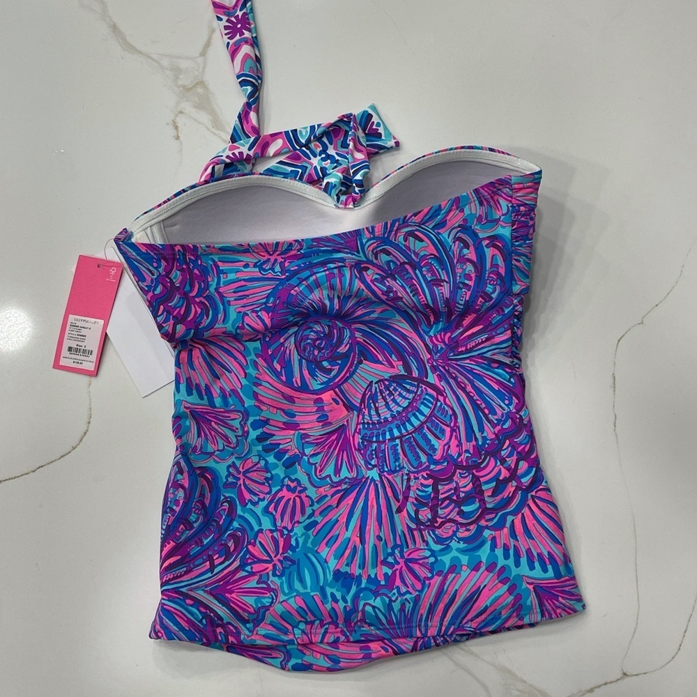 Lilly Pulitzer Albee Halter Tankini Top Turquoise Oasis Size 0 - Picture 7 of 9